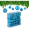 Image de Relaxdays 150x Boules de Noël, Paillettes, Mates, Brillantes, déco Sapin, Plastique, diamètre 3, 4 et 6 cm, pétroles