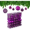Image de Relaxdays 150x Boules de Noël, Paillettes, Mates, Brillantes, déco Sapin, Plastique, diamètre 3, 4 et 6 cm, Rose Fuchsia
