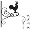 Image de Relaxdays Crochet mural pour plantes coq suspensions pot de fleurs en métal décoration de jardin HxlxP 30 x 28 x 2 cm, noir