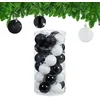 Image de Relaxdays 50 Boules de Noël, en Plastique Robuste, pour décorer Le Sapin, diamètre de Chaque : 6 cm, Noires et Blanches