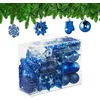Image de Relaxdays Boules de Noël, Lot de 100, en Plastique, Paillettes, Mates, Brillantes, décoration de Sapin, Bleues