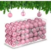 Image de Relaxdays Boules de Noël, Lot de 96, en Plastique, D : 3 cm, Paillettes, Mates, Brillantes, déco Sapin, Roses