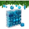 Image de Relaxdays Boules de Noël, Lot de 110, en Plastique, D : 6 cm, décoration de Sapin, avec Guirlande, pétrole