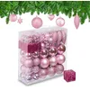 Image de Relaxdays Boules de Noël, Lot de 110, en Plastique, D : 6 cm, décoration de Sapin, avec Guirlande, Roses