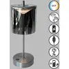 Image de FH Lighting Lampe à poser LED rechargeable Riva, nickel/fumée Hauteur 34,5cm