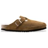 Image de Birkenstock pour femme. 1001141 Sabots en Cuir Boston avec Laine de mouton (Coupe Étroite) marron (39), Plat, Aucun, Casuel