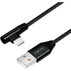Image de Câble de connexion USB 2.0, USB (type A) vers USB (type C) coudé à 90°, noir, 0,3 m