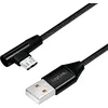 Image de Câble de raccordement USB 2.0 vers Micro-USB coudé à 90° Noir 1 m