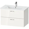 Image de Duravit Ensemble de meubles XBase 83x49cm, WT, WTU 2 tiroirs, panneau aggloméré, blanc brillant
