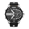 Image de Diesel Montre pour homme Mr. Daddy 2.0, mouvement multifonction, boîtier en acier inoxydable de 57 mm avec bracelet en cuir, DZ7313