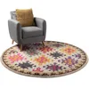 Image de benuta Tapis Vintage CASA - Multicolore - Beige - 120 cm - Rond - pour Salon, Chambre à Coucher et Couloir - Facile d'entretien - Compatible avec Chauffage au Sol