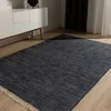 Image de benuta Basic Tapis Coton Tom - Bleu foncé 70x120 cm - Tissé à Main - 100% recyclé - Compatible avec Chauffage au Sol - pour Salon, Chambre, Couloir, Salle à Manger