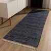 Image de benuta Basic Tapis Coton Tom - Bleu foncé 80x300 cm - Tissé à Main - 100% recyclé - Compatible avec Chauffage au Sol - pour Salon, Chambre, Couloir, Salle à Manger