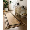 Image de benuta Tapis en jute pure Jutta - Noir - 70 x 200 cm - Tapis de salon tissé à la main - Design bohème naturel - Convient pour chauffage au sol