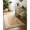Image de benuta Tapis en jute pure Jutta - Blanc - 80 x 250 cm - Tapis de salon tissé à la main - Design bohème naturel - Convient pour chauffage au sol