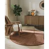 Image de benuta Tapis en laine pure Rocco - Marron 150 cm rond - Tissé à la main - Style : laine, uni, bohème, hygge et cozy, minimaliste - Facile d'entretien pour le salon et la chambre à coucher