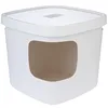 Image de TIAKI Maison de toilette Devon | Bac à litière carré pour chat | Couvercle amovible | Idéal dans les coins | Dimensions : L 49,5 x l 49,5 x H 43 cm