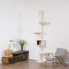 Image de Natural Paradise   Arbre à chat avec fixation au plafond Magnolia | Griffoir stable et peu encombrant | H 241-270 x L 82 x l 48 cm (Crème)