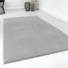 Image de Tapis rond en fourrure synthétique - Couleur unie - Doux et moelleux - Facile d'entretien - Idéal pour le salon, la chambre à coucher, la chambre d'enfant - Villa Rosso (160 x 225 cm, gris clair)