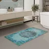 Image de WECONhome Tapis de bain vintage lavable et antidérapant avec motif oriental - Élégance et confort pour chaque salle de bain - Guérison (60 x 100 cm, bleu)