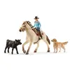 Image de Schleich 42419 Farm World Ensemble Rodéo avec Vachère, Figurine Cheval, Vache et Chien - Animaux de la Ferme Réalistes - Univers Western avec Accessoires - Jeu de 6 Pièces pour Garçons et Filles