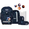 Image de ergobag Pack Set Cartable, Sac à Dos Scolaire, Ergonomique, 6 pièces, pour la première Classe de l'école Primaire AtmosBear - Bleu Foncé