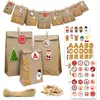 Image de DuneDesign XXL SET AVEC NOMS : Calendrier de l'Avent DIY - 24 Sacs Cadeaux Sac en Papier 3 Tailles 100 Stickers Avent Guirlande Kraft a Remplir Soi Meme Enfant marron
