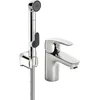 Image de Hansa HANSAPINTO DN15 45052283 Mitigeur monocommande pour lavabo avec douchette fonctionnelle, réinitialisation automatique 6/9 l/min (bec/douche), flexible de douche : 1750 mm