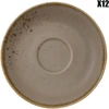 Image de Vivo - 12 Sous-tasses à moka en Faïence StoneWare beige/marron/blanc - D.12 cm OS