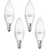 Image de Osram Lampe LED Base Classic B, en forme de bougie avec douille E14, non dimmable, remplace 40 watts, mat, Plastique, blanc froid - 4000 Kelvin, pack de 4