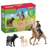 Image de Schleich Farm World | Équitation Western 42578 | dès 3 Ans | 6 pièces | coffret ferme avec cowboy, cheval, veau et chien avec bride et selle | accessoires de rodéo western | jouet ferme