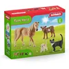Image de schleich 72161 Farm World Kit de Base de 4 Pièces avec Figurines d' Animaux - Set Éducatif Initial avec Figurine Chat, Cheval, Chiot et Veau - Jouets schleich Durables - Cadeau Jouet 3 ans et +