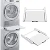 Image de [en.casa] Kit de Superposition Universel Cadre avec Tablette Coulissante pour Lave-Linge Sèche-Linge Standard 60 cm Machine à Laver Acier Laqué Blanc