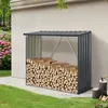 Image de casa.pro Abri-Bûches Couvert Solide Support pour Bois de Chauffage Robuste Range-Bûches pour Stockage Extérieur du Bois en Acier Galvanisé 158 x 80 x 152 cm Anthracite