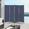 Image de Paravent de Confidentialité Brise-Vue Séparateur à 4 Panneaux Résistant pour Extérieur Intérieur Acier Polyester 215 x 170 cm Bleu Foncé