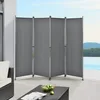 Image de Paravent de Confidentialité Brise-Vue Séparateur à 4 Panneaux Résistant pour Extérieur Intérieur Acier Polyester 215 x 170 cm Gris Ardoise
