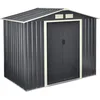 Image de [en.casa] Abri de Jardin 4 m³ Robuste Cabane de Stockage Extérieur Cabane à Outils Toit à Pignon Tôles en Acier Galvanisées Gris Foncé