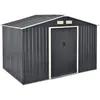 Image de [en.casa] Abri de Jardin 9 m³ Robuste Cabane de Stockage Extérieur Cabane à Outils Toit à Pignon Tôles en Acier Galvanisées Gris Foncé