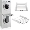 Image de [en.casa] Kit de Superposition Universel avec Porte-Serviettes Coulissant Cadre pour Lave-Linge Sèche-Linge Standard 60 cm Machine à Laver Acier Laqué Blanc