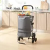 Image de [en.casa] Chariot de Courses Chariot de Transport avec Compartiment Isotherme Pliable Monte-escaliers Sac Amovible Imperméable Aluminium Polyester Oxford 600D 100 x 45 x 36 cm Gris Foncé