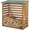 Image de [en.casa] Abri-Bûches Couvert Résistante aux Intempéries Support Bois de Chauffage Range-Bûches pour Stockage Protection Pluie Robuste Extérieur Sapin Toiture Bitumé 123 x 116 x 64 cm Naturel Vert