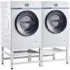 Image de [en.casa] Double Socle avec Étagères Coulissantes pour Machine à Laver Support Deux Places Lave-Linges Standard Pieds Antidérapants Capacité de Charge 150 kg Acier Laqué 124 x 54 x 37 cm Blanc