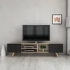 Image de [en.casa] Meuble TV de Salon à 2 Portes Support Banc Télé avec Espaces de Rangement Panneau de Particules Plastique 40 x 160 x 31 cm Effet Chêne Noir