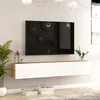 Image de [en.casa] Meuble TV Support Télé Suspendue au Mur avec Compartiments de Rangement Banc Télévision Flottante pour Salon Chambre Panneau de Particules 30 x 180 x 32 cm Effet Chêne Rustique Blanc