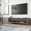 Image de [en.casa] Meuble TV à 2 Portes Meuble de Rangement Design pour Salon avec 2 Espaces de Stockage Panneau de Particules Mélaminé 30 x 140 x 32 cm Effet Chêne Rustique Anthracite