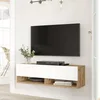 Image de [en.casa] Meuble TV à Porte Meuble de Rangement Design pour Salon avec 2 Espaces de Stockage Panneau de Particules Mélaminé 30 x 100 x 32 cm Effet Chêne Rustique Blanc