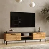 Image de [en.casa] Meuble TV à 2 Portes Meuble de Rangement Design pour Salon avec 2 Espaces de Stockage 2 Passages de Câble Panneau de Particules Métal 39 x 160 x 35 cm Effet Chêne Rustique Anthracite