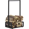 Image de [en.casa] Range-Bûches pour Usage Intérieur Extérieur Porte-Bûches Stylé Support Acier Laqué 50 x 35 x 95 cm Noir