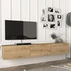 Image de [en.casa] Meuble TV Mural Support Télé Suspendu avec Étagères Fermées Espace de Rangement Flottante pour Salon Banc Télévision Panneau de Particules 180 x 31 x 29,5 cm Effet Chêne