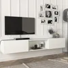 Image de [en.casa] Meuble TV Support Télé avec Compartiments Fermés et Ouverts Banc Télévision avec Espace de Rangement pour Console Jeux Salon Chambre Panneau de Particules 180 x 31 x 30 cm Blanc
